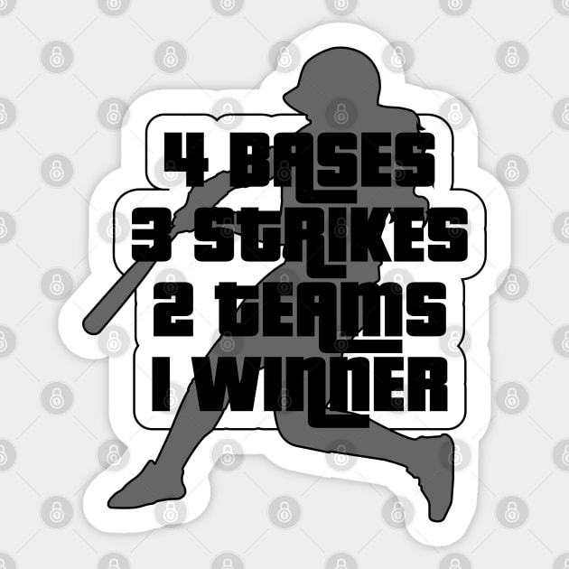 Softball 4 Bases 3 Strikes 2 Teams 1 Winner Sticker by PureJoyCraft